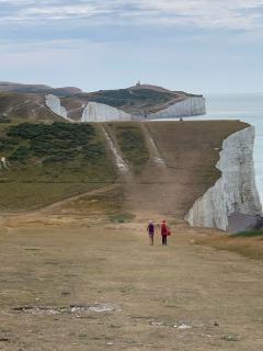Up and down the Seven Sisters - Birling Gap and the Belle Tout lighthouse can be seen in the distance